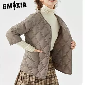 GMXIA Autumn Winter Ladies Lightweight Warm Seven-point Short Sleeve Liner Women s Home Jacket with Velvet Can Be Worn Outside Jackets & Coats M