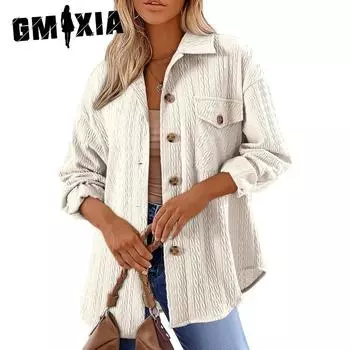 GMXIA Блузка с лацканами Блузка женская осенне-зимняя с длинным рукавом Подкладка S