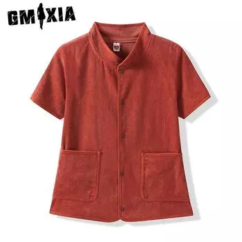 GMXIA Дамский жилет для молодых и средних лет с короткими рукавами и воротником-стойкой на все плечо, свободный вельветовый жилет для мамочек для девочек M