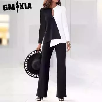 GMXIA Модный повседневный костюм Весна и Осень Темпераментные брюки для поездок на работу и обратно S белый