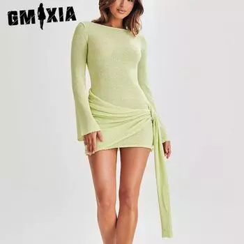 GMXIA Короткая юбка женская летняя Senior Sensual Spice трикотажное платье короткая юбка женская S белый