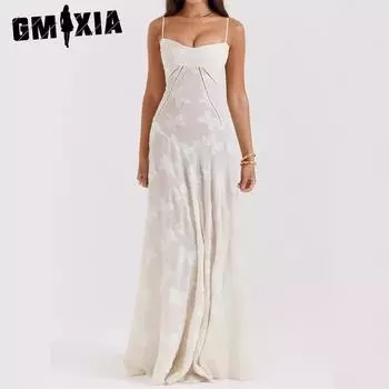 GMXIA кружевное платье-халтер на шнуровке Niche женское осеннее платье-фея праздничное повседневное средней длины S розовый