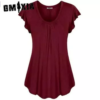 GMXIA Летние женские однотонные платья с короткими рукавами и оборками S оранжевый