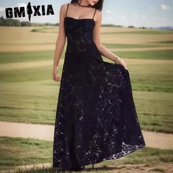 GMXIA Летняя мода сексуальный перспективный пляжный отдых тонкий платье-комбинация цветочное платье S розовый