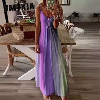 GMXIA Летняя женская юбка, облегающая, ослепительная, с градиентным принтом, платья-халтер S жёлтый