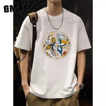 GMXIA Модные повседневные летние блузки и рубашки с коротким рукавом и круглым вырезом M