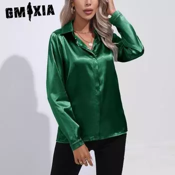 GMXIA Однопуговица цветная рубашка Ding для женщин рубашка с длинным рукавом для весны и осени женская одежда S белый