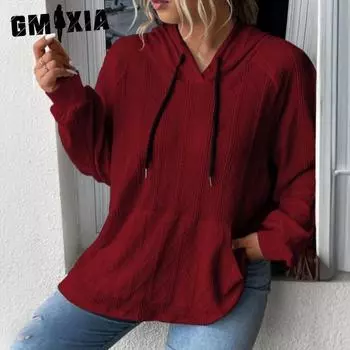 GMXIA осень зима женская повседневная жаккардовая толстовка большого размера для женщин S чёрный