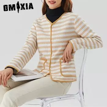 GMXIA осень зима женская трикотажная цветная хлопковая домашняя повседневная удобная дышащая теплая одежда с кондиционером с длинным рукавом M