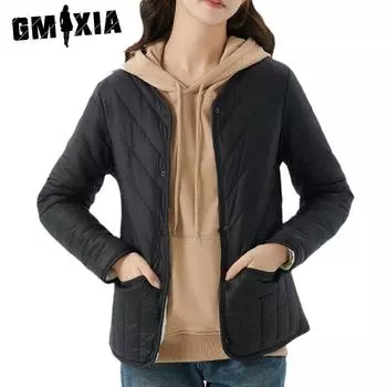 GMXIA Осенне-зимняя теплая куртка с утолщенной флисовой подкладкой и верхним рукавом из шерсти с длинным рукавом и хлопковой подкладкой для женщин, куртки и пальто M