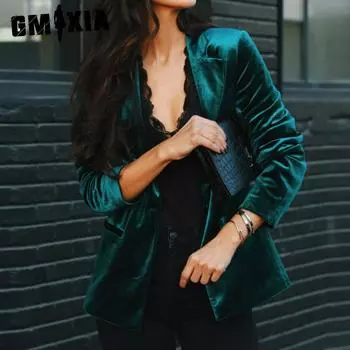 GMXIA Осеннее женское пальто, верх, повседневный, облегающий, с длинным рукавом, канареечные, маленькие пиджаки и пальто S зелёный