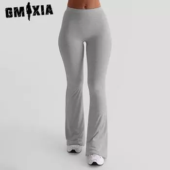 GMXIA Осенние женские модные сексуальные узкие микро-клеш повседневные брюки S серый