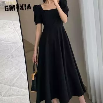 GMXIA Платье Летнее Платье Темперамент Юбка До Колена S белый