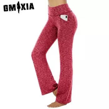 GMXIA Широкие брюки, повседневные штаны для йоги с высокой талией для девочек S серый