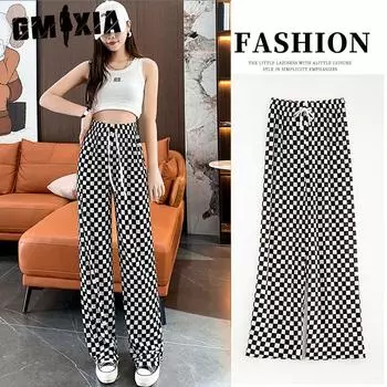 GMXIA Широкие брюки женские летние облегающие брюки с высокой талией, утягивающие брюки с защитой от комаров, свободные повседневные брюки прямого покроя с кондиционером One Size