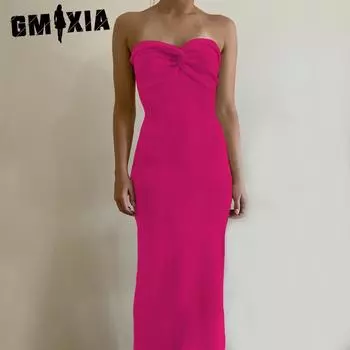 GMXIA Spice весна-лето трикотажное твист модное сексуальное шерстяное платье S абрикосовый