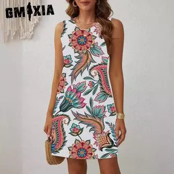 GMXIA Летняя мода жилет без рукавов платье повседневное пляжное вечернее платье женское темпераментное платье S белый