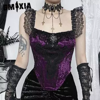 GMXIA Летний жилет с лямками на талии с бретельками через шею Dark Temperament Slim Fit Кружевной топ Женская одежда S