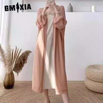 GMXIA Солнцезащитная рубашка Летняя шелковая куртка-кардиган большого размера для женщин, трикотажная тонкая часть длинной части снаружи рубашки с кондиционером One size белый