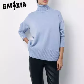 GMXIA Свободная водолазка женская осень-зима трикотажная женская S