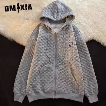 GMXIA Толстовка с капюшоном «Ранняя осень», женская, свободная, универсальный дизайн, длинный рукав, кардиган, куртка M белый