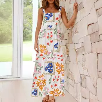 GMXIA Весна-лето Модное платье с цветочным принтом для женщин S