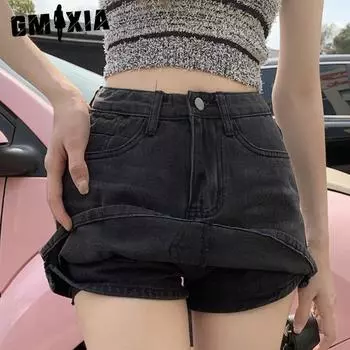GMXIA Винтажная джинсовая юбка женская летняя юбка-кюлоты маленькая красотка прямая юбка с высокой талией S