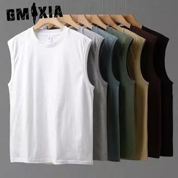 GMXIA Women s Fashion Men s Casual Summer Solid Color Print Sleeveless O-Neck Blouses & Shirts M чёрный