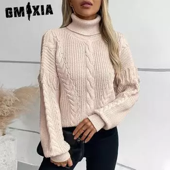 GMXIA Женский свитер-пуловер с лацканами и кисточками, винтажный свитер с длинными рукавами на осень и зиму S абрикосовый