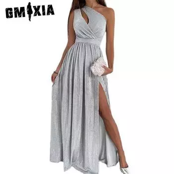 GMXIA Женская мода лето весна однотонный принт без рукавов повседневные платья S чёрный