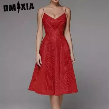 GMXIA Женская мода лето весна однотонный принт без рукавов повседневные платья