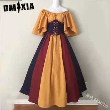 GMXIA Женская мода лето весна однотонный принт короткий рукав одно плечо высокая талия повседневные платья S жёлтый