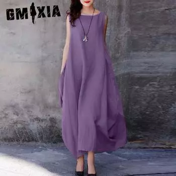 GMXIA Женская мода лето весна однотонный принт с коротким рукавом и круглым вырезом повседневные платья S фиолетовый