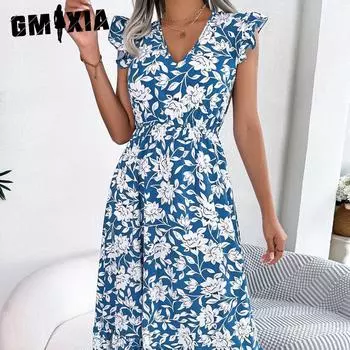 GMXIA Женская мода на лето и весну, тонкие однотонные коктейльные и вечерние платья с принтом S светло-зеленый