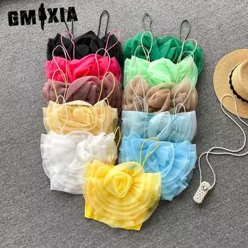 GMXIA Женская мода Повседневная летняя однотонная принтованная безрукавка подтяжки блузки и рубашки One size розы красного