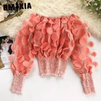 GMXIA Женская мода повседневная весна осень однотонный принт длинный рукав одно плечо блузки и рубашки One Size белый