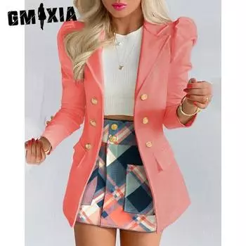 GMXIA Женская мода Повседневный принт Весна Осень Длинный рукав V-образный вырез платье комплект Женские шорты S белый