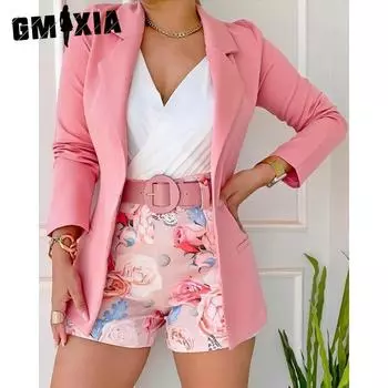 GMXIA Женская мода повседневный принт весна осень длинный рукав поло воротник юбка костюмы женские свитера S красный