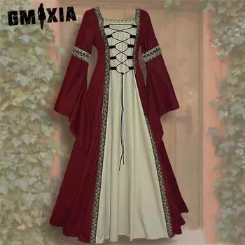 GMXIA Женская мода весна-осень однотонные повседневные платья с длинным рукавом и квадратным воротником с высокой талией S хаки