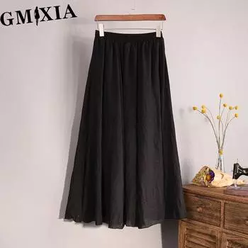 GMXIA Женская Модная Повседневная Летняя Весенняя Юбка one size чёрный