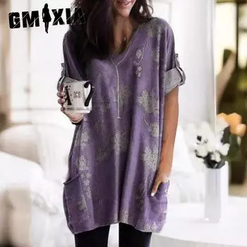 GMXIA Женская осенняя повседневная футболка с длинным рукавом и карманом S зелёный