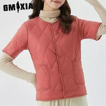 GMXIA Женская студенческая молодежная толстая теплая хлопковая подкладка с коротким рукавом женская домашняя куртка с хлопковой подкладкой и флисом куртки и пальто M