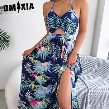 GMXIA Женские модные летние и весенние коктейльные и вечерние платья без рукавов с высокой талией и высокой талией S оранжевый