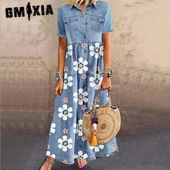 GMXIA Женские модные летние и весенние повседневные платья с короткими рукавами и воротником-поло