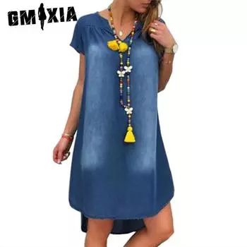 GMXIA Женские модные летние весенние однотонные повседневные платья с короткими рукавами и v-образным вырезом с принтом