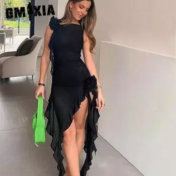 GMXIA Женские модные летние весенние однотонные повседневные платья без рукавов с круглым вырезом и принтом S белый