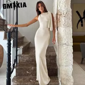 GMXIA Женские модные летние весенние однотонные повседневные платья без рукавов с круглым вырезом и принтом S чёрный