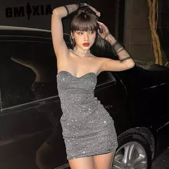 GMXIA Женские модные летние весенние однотонные повседневные платья без рукавов с v-образным вырезом и принтом S чёрный