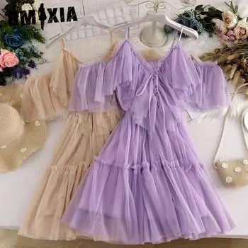 GMXIA женские модные летние весенние однотонные повседневные платья с короткими рукавами и подтяжками с высокой талией Uniform size белый