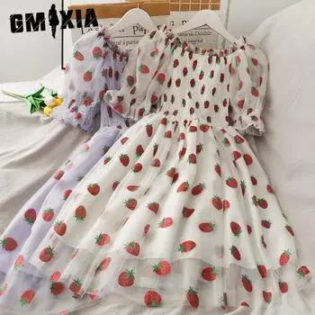 GMXIA женские модные летние весенние однотонные повседневные платья с коротким рукавом и круглым вырезом с высокой талией и принтом Uniform size белый